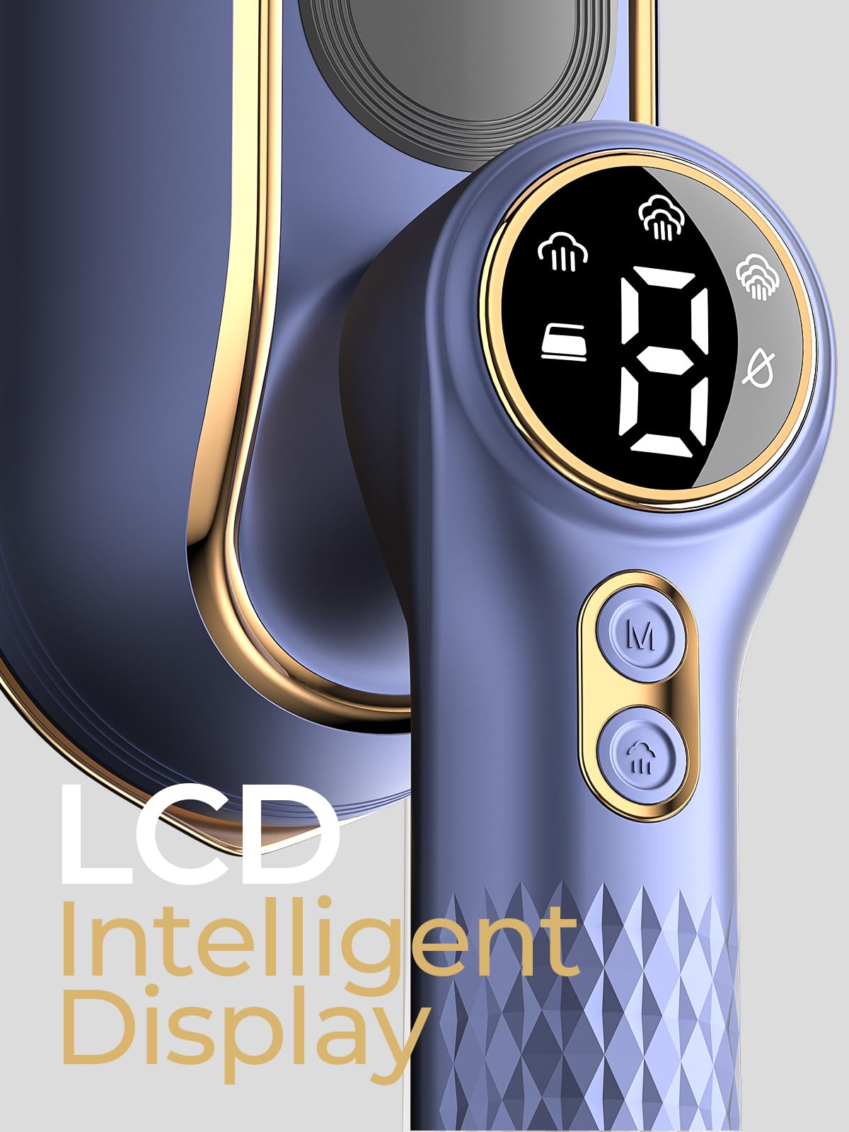 NIASSO travel steamer with LCD display showing mode selection for fabric care