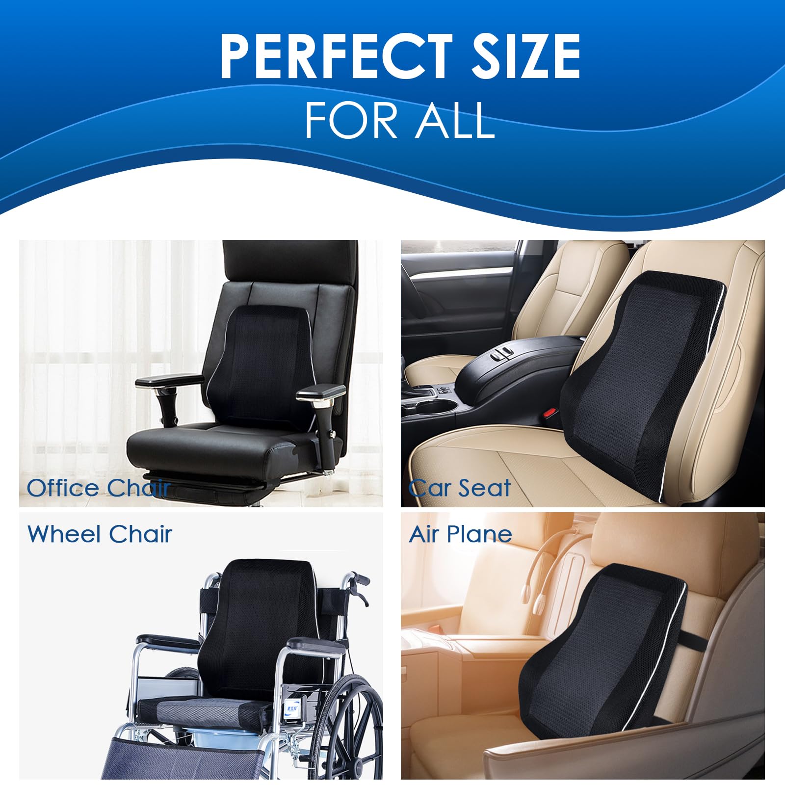 Niceeday gel lumbar support pillow adjustable strap stays in place on chairs or car seats