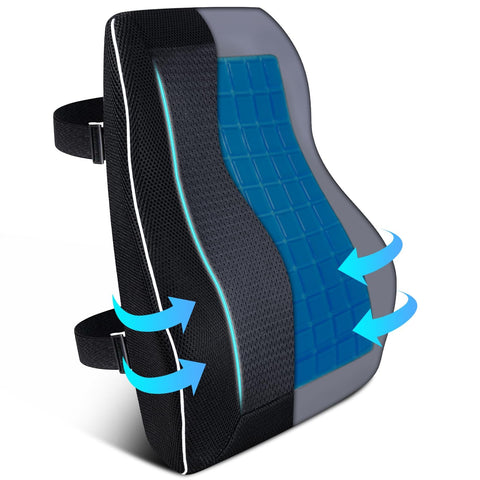 Niceeday gel lumbar support pillow ergonomic backrest for comfort and better posture during long workdays