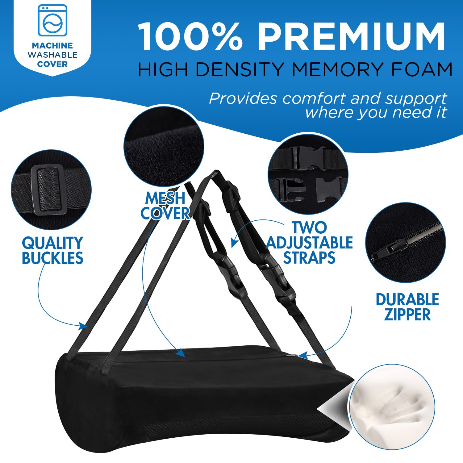 Niceeday back cover closeup demonstrates breathable mesh for cool comfort