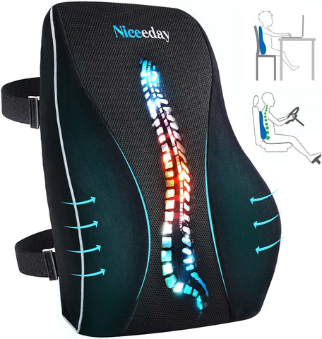 Niceeday lumbar support pillow on office chair backrest for better posture