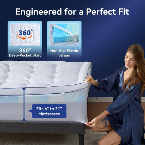 NicePlus anti-slip elastic bands secure topper to mattress