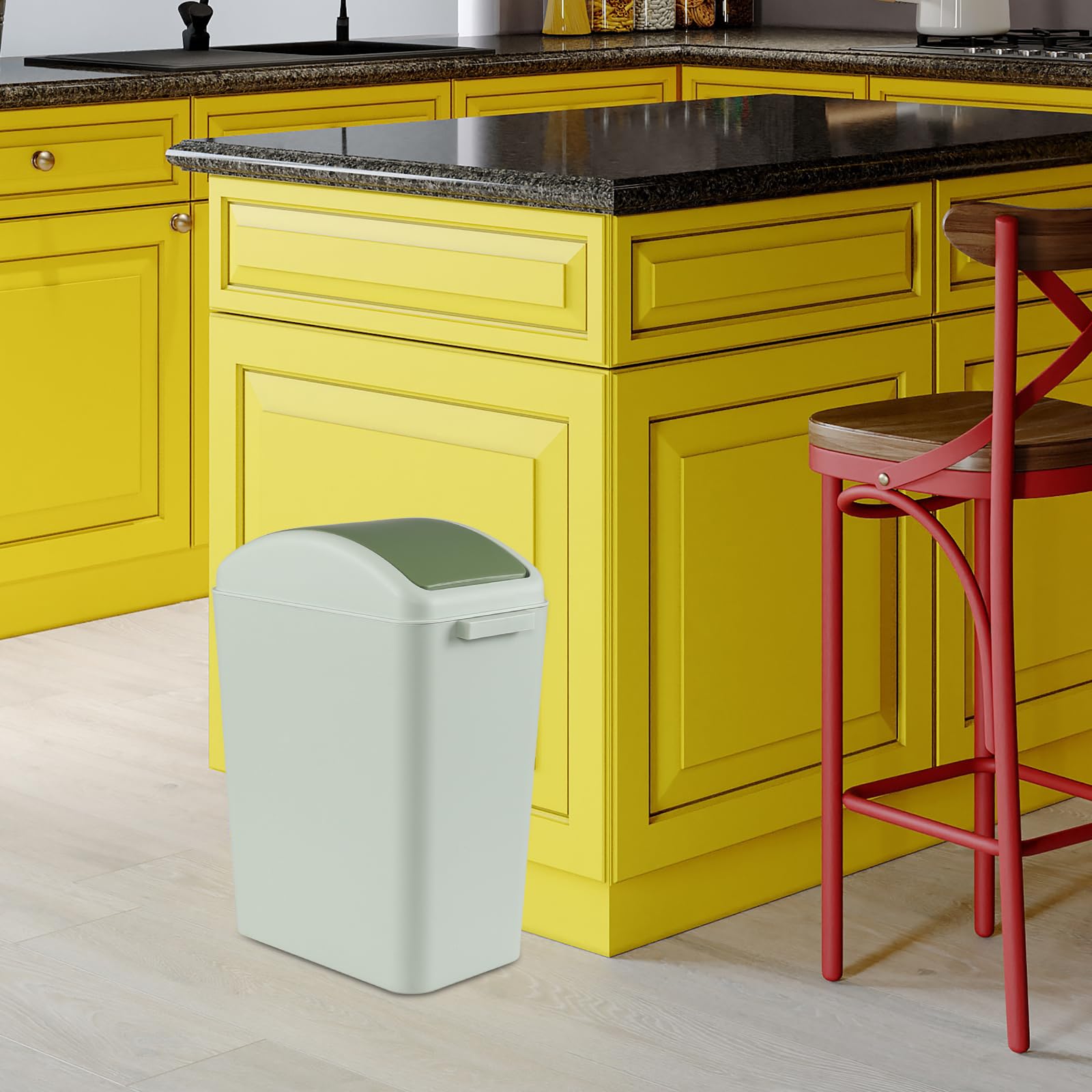 Nicesh trash can with side-handles simplifies carrying and repositioning.