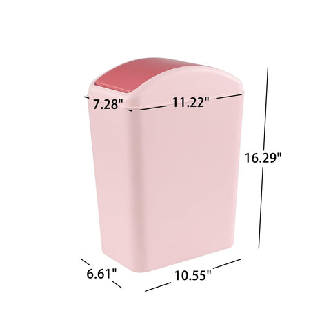 Nicesh pink trash can with swing lid, front view showing compact, easy-to-use features.