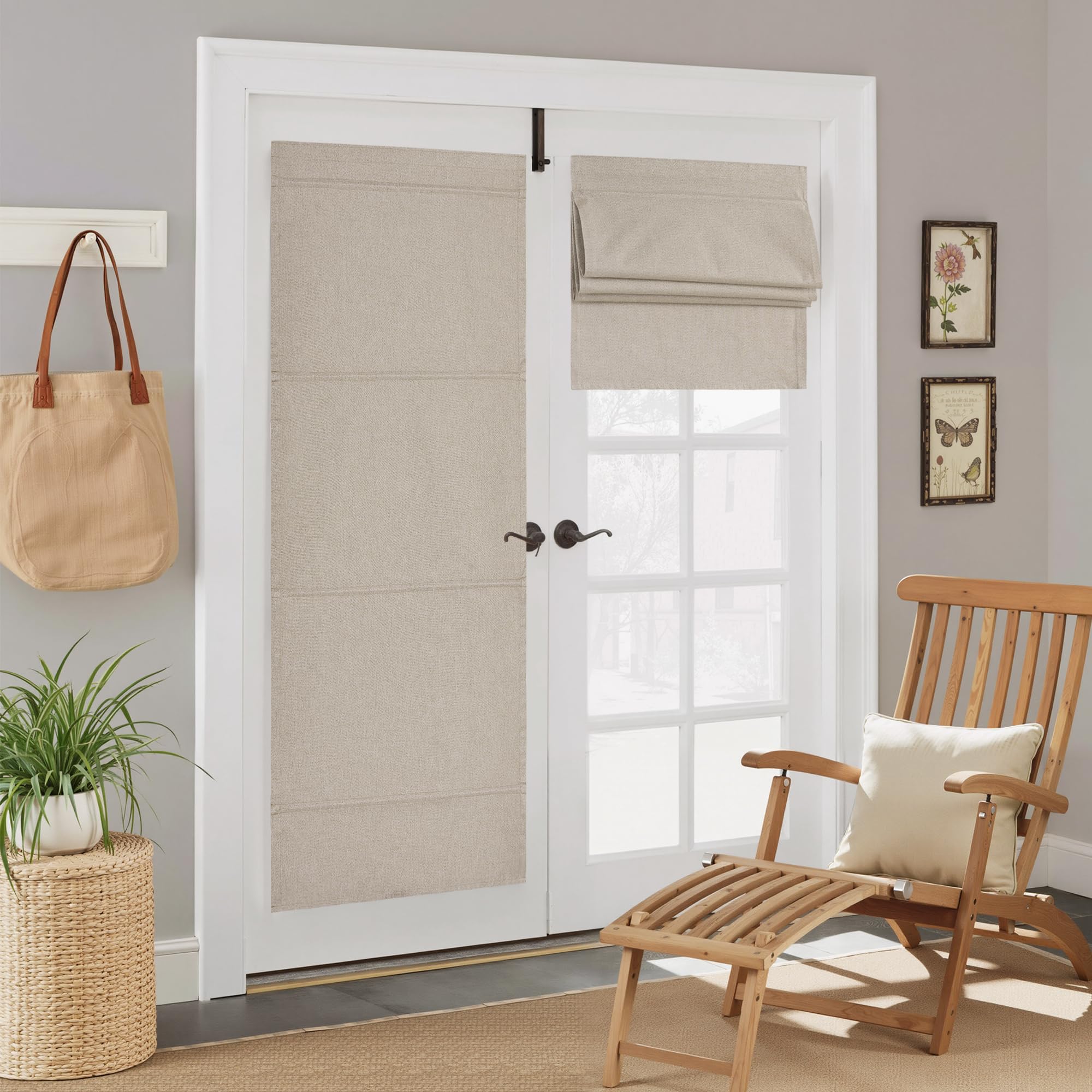 NICETOWN 100 percent blackout linen door curtain for total darkness and privacy