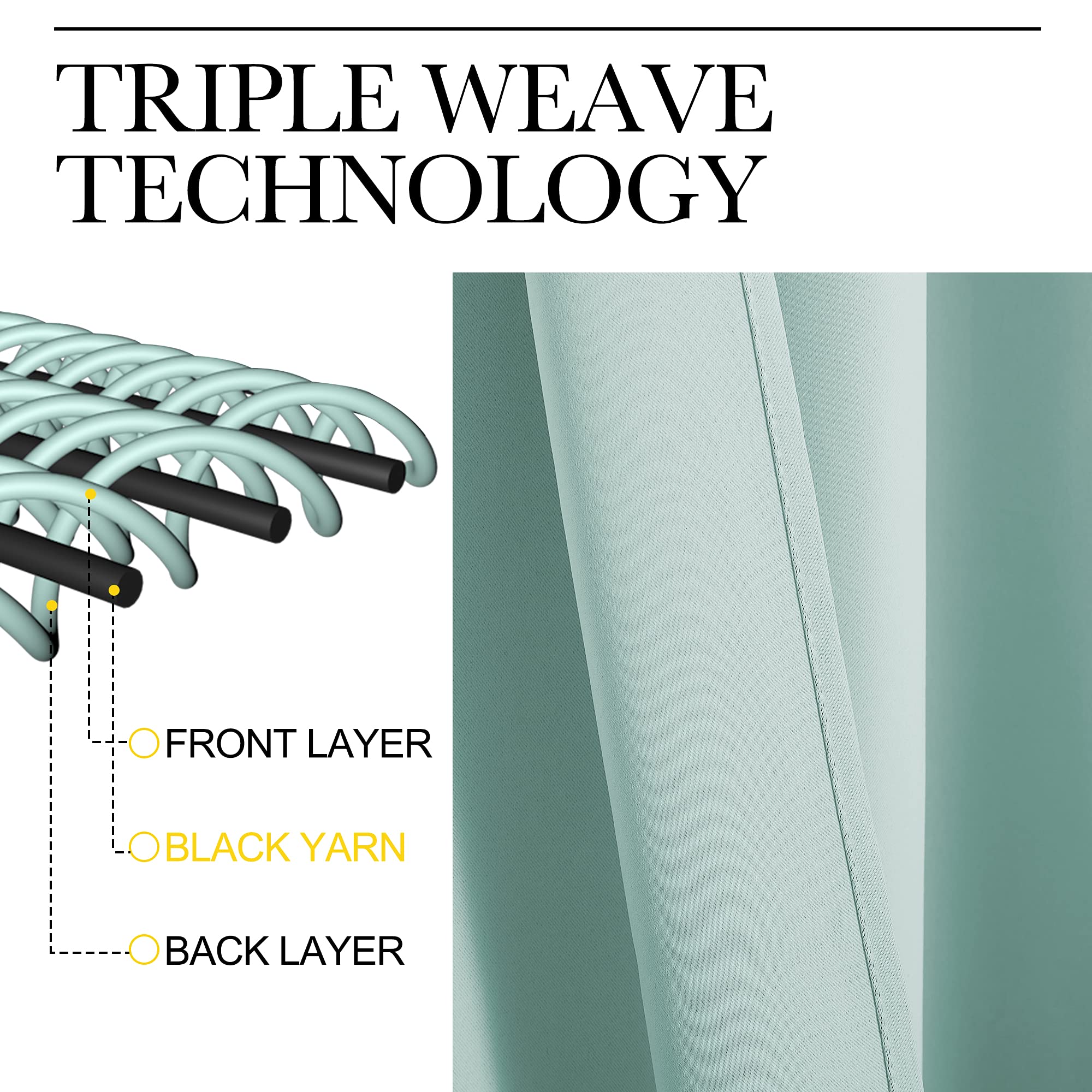 NICETOWN Aqua Blue thermal-insulated curtains help balance indoor temperature