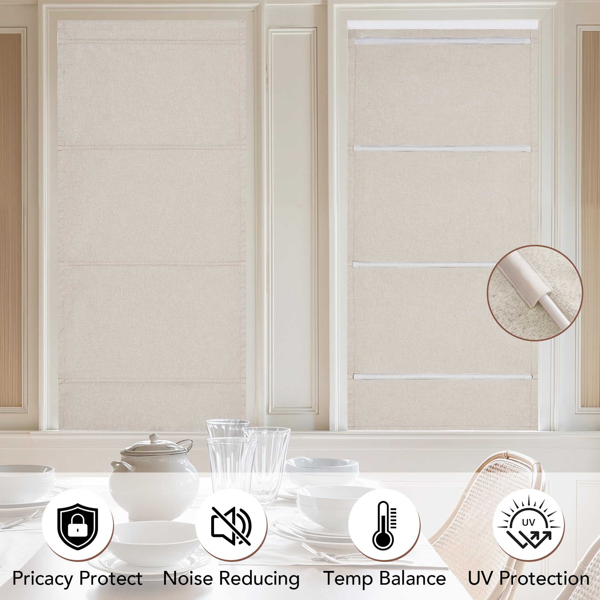 NICETOWN back rod pocket design keeps shade taut for a clean, flat look