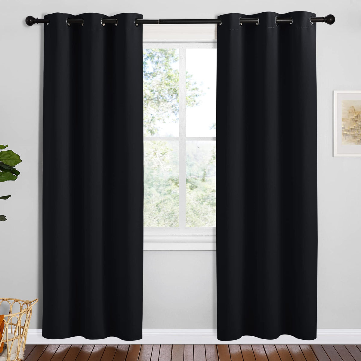 NICETOWN bathroom blackout curtains 42x78 with silver grommets for easy sliding.