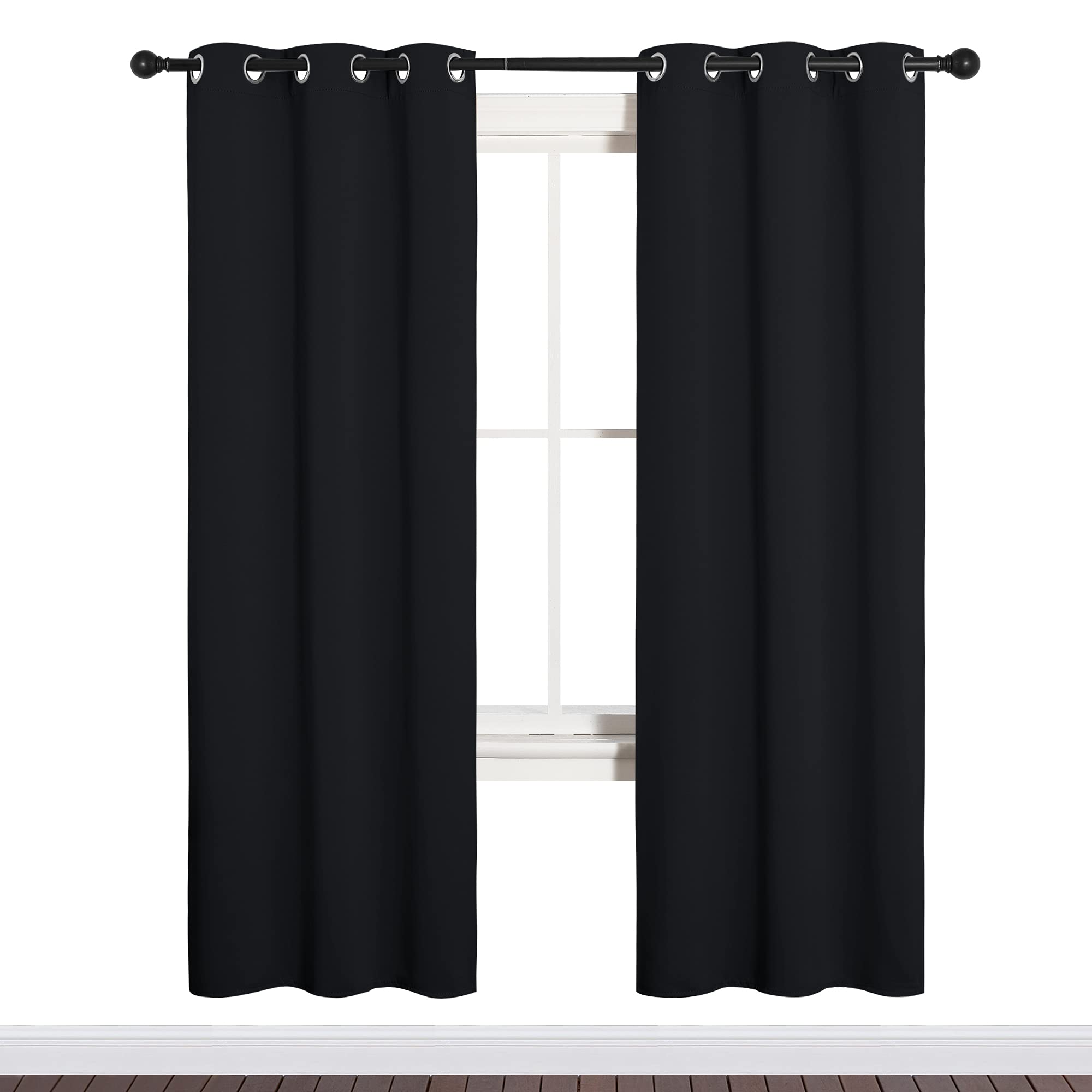 NICETOWN bathroom blackout curtains panel close-up showing black panel for privacy and light control