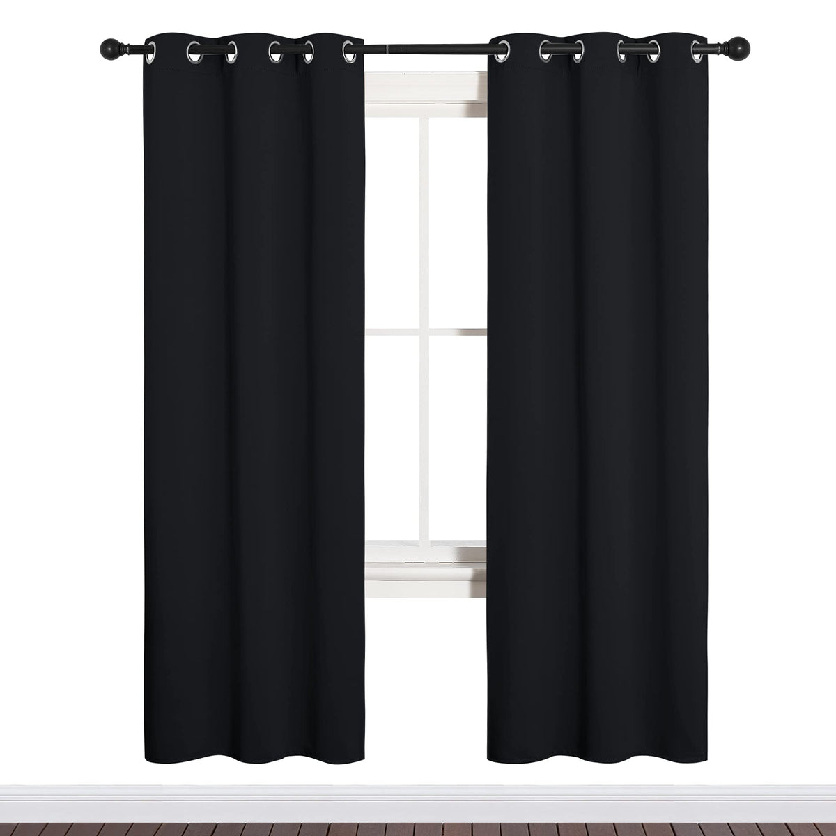 NICETOWN bathroom blackout curtains panel close-up showing black panel for privacy and light control