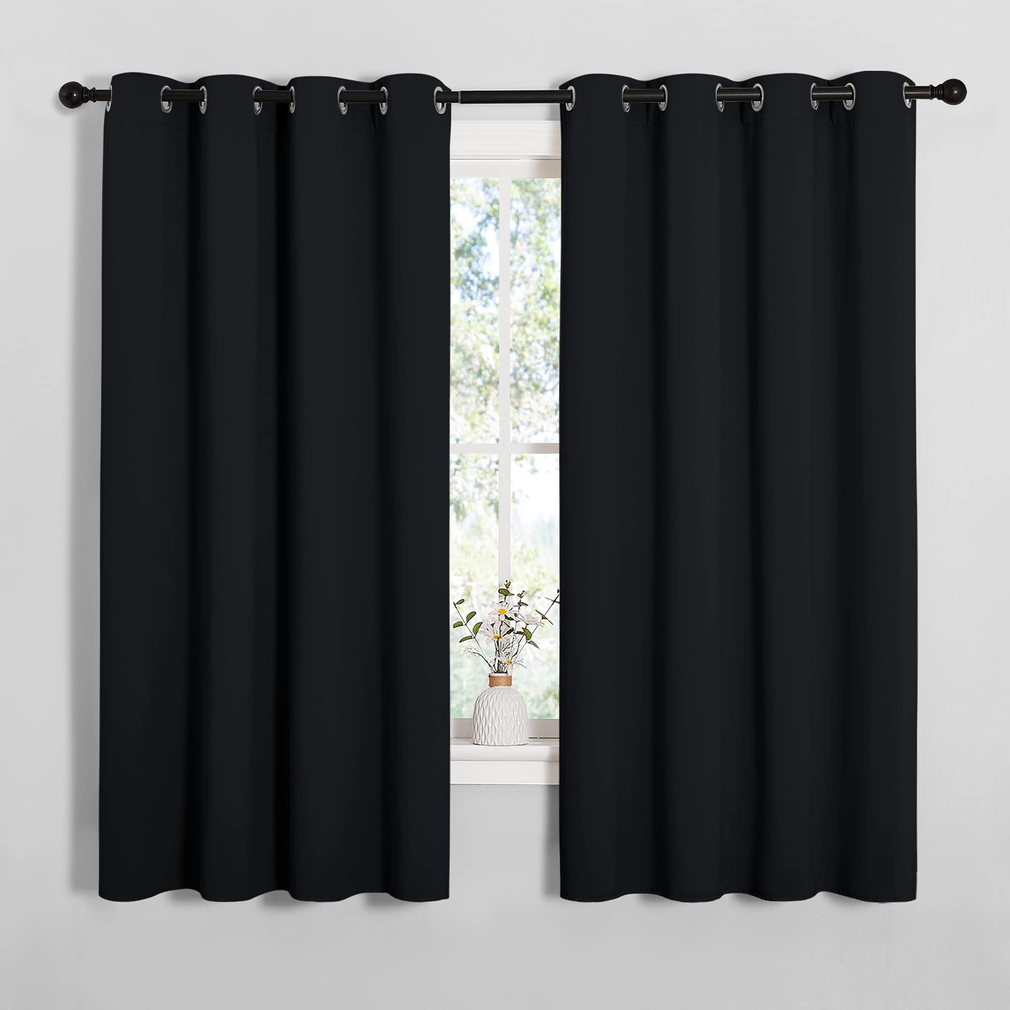 NICETOWN bathroom blackout curtains 2-panel assembly showing easy installation and classic look