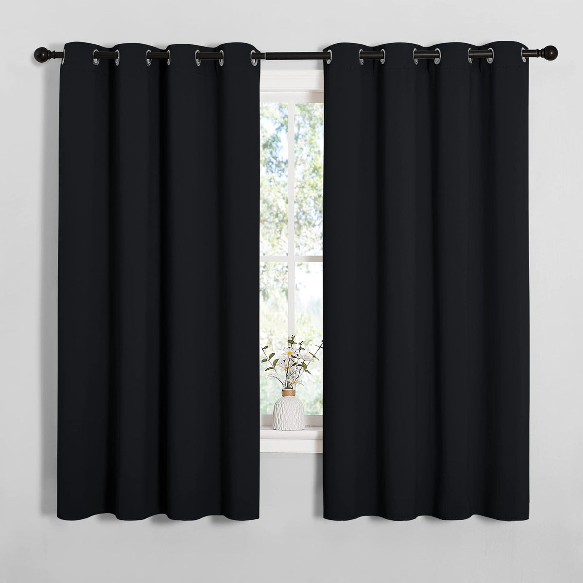 NICETOWN bathroom blackout curtains 2-panel assembly showing easy installation and classic look