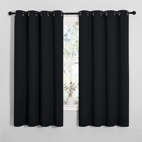 NICETOWN bathroom blackout curtains 2-panel assembly showing easy installation and classic look