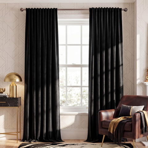 NICETOWN black velvet curtains 84in two panels for elegant privacy and light control