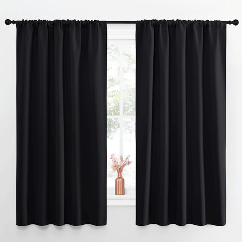 NICETOWN blackout curtains 2-panel 52x63 on a rod provide instant privacy