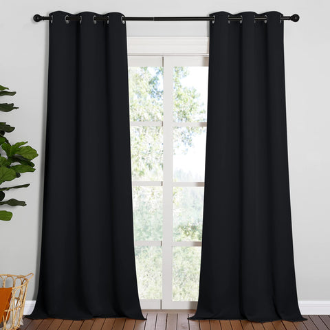 NICETOWN blackout curtain with 6-grommet top for smooth sliding