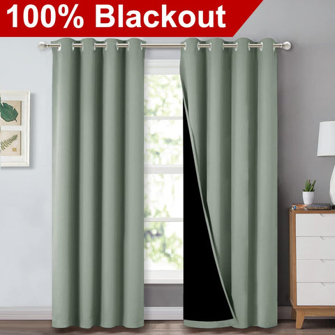 NICETOWN blackout curtains with black liner provide thermal insulation for energy efficiency