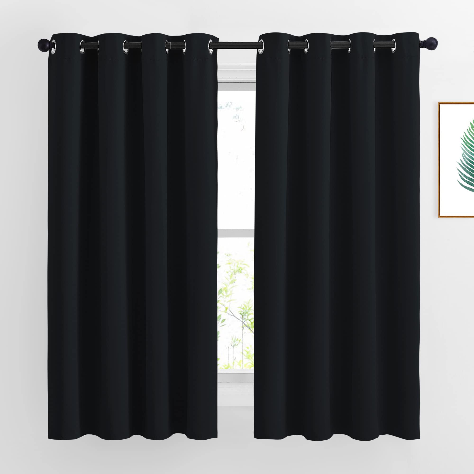 NICETOWN blackout curtains burgundy 63-inch panels provide privacy and light control.