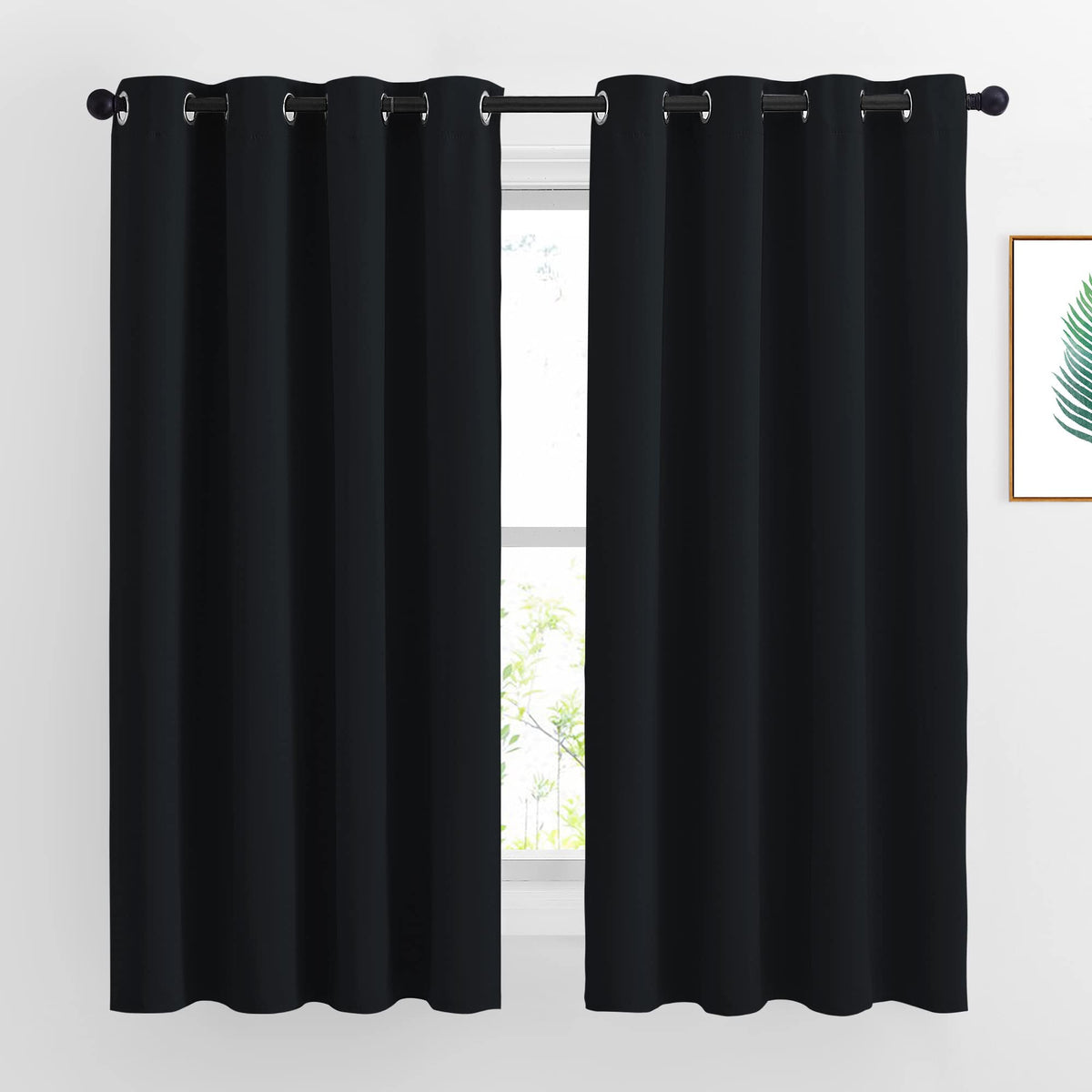 NICETOWN blackout curtains burgundy 63-inch panels provide privacy and light control.