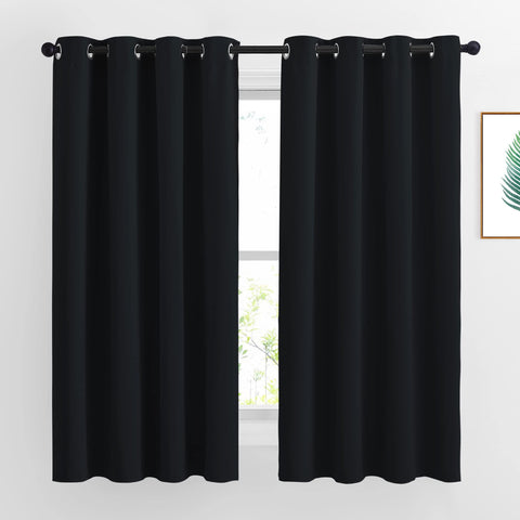 NICETOWN blackout curtains burgundy 63-inch panels provide privacy and light control.