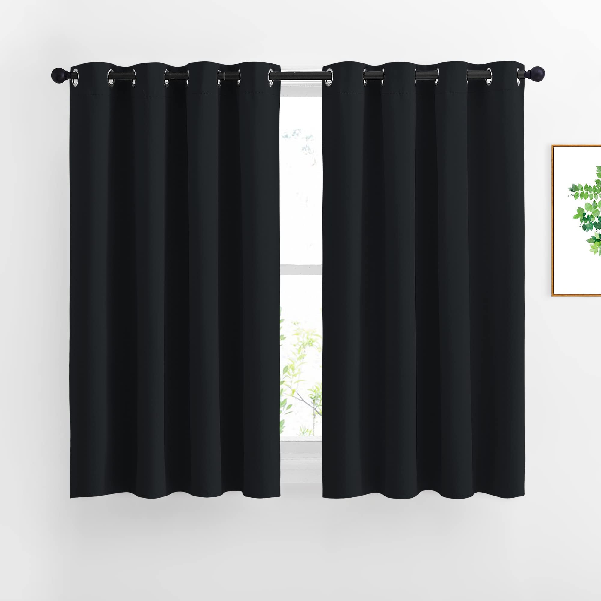 NICETOWN blackout curtains 52x54 bathroom two-panel set showing packaging for easy hanging