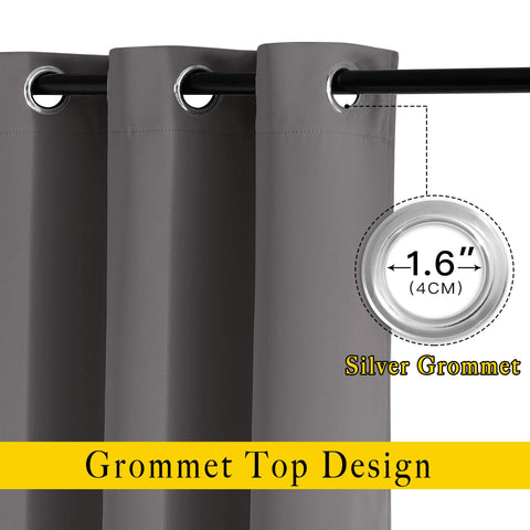NICETOWN blackout curtains side view highlights full coverage and smooth drape for living spaces.