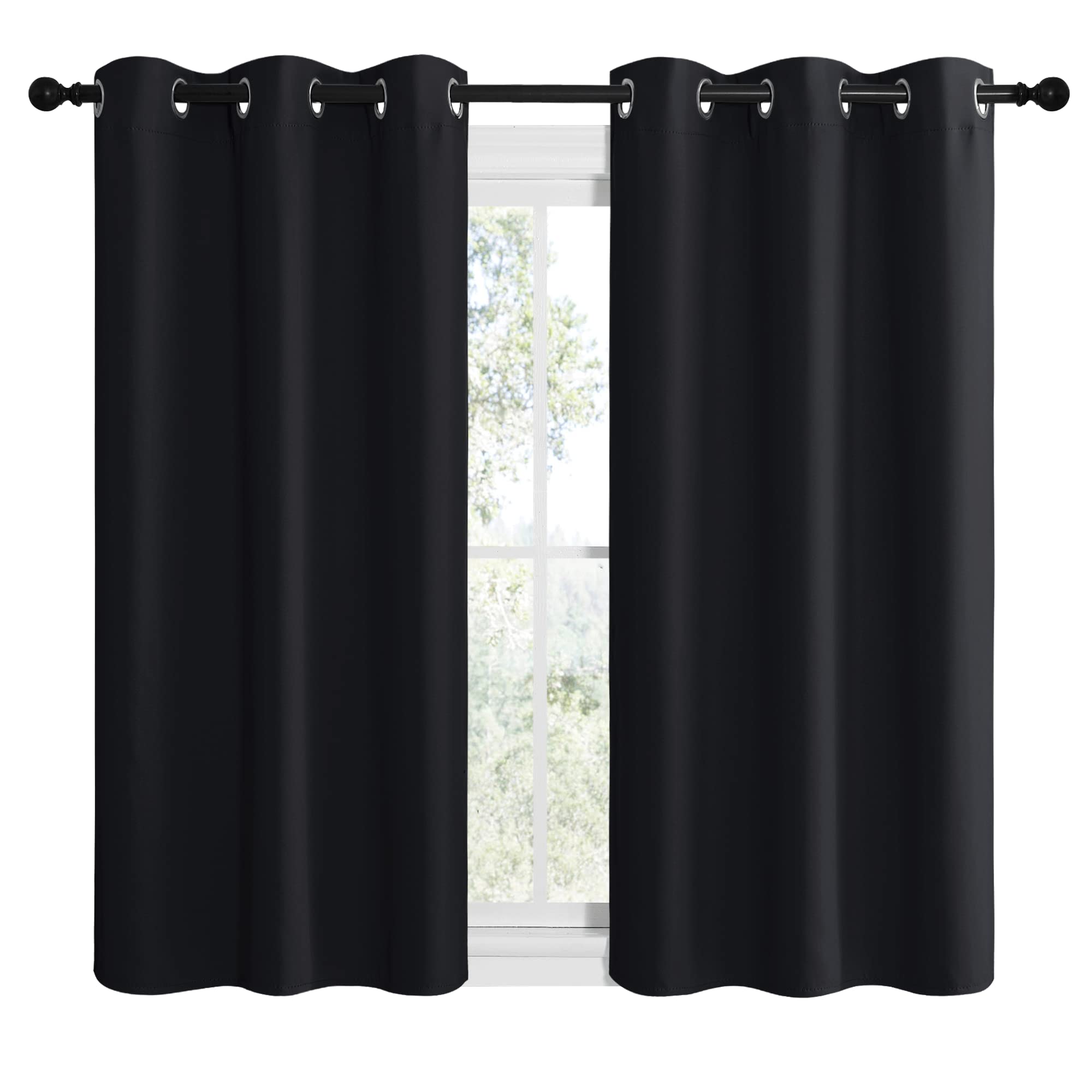 NICETOWN blackout curtains in-window setup showcase sleek installation.