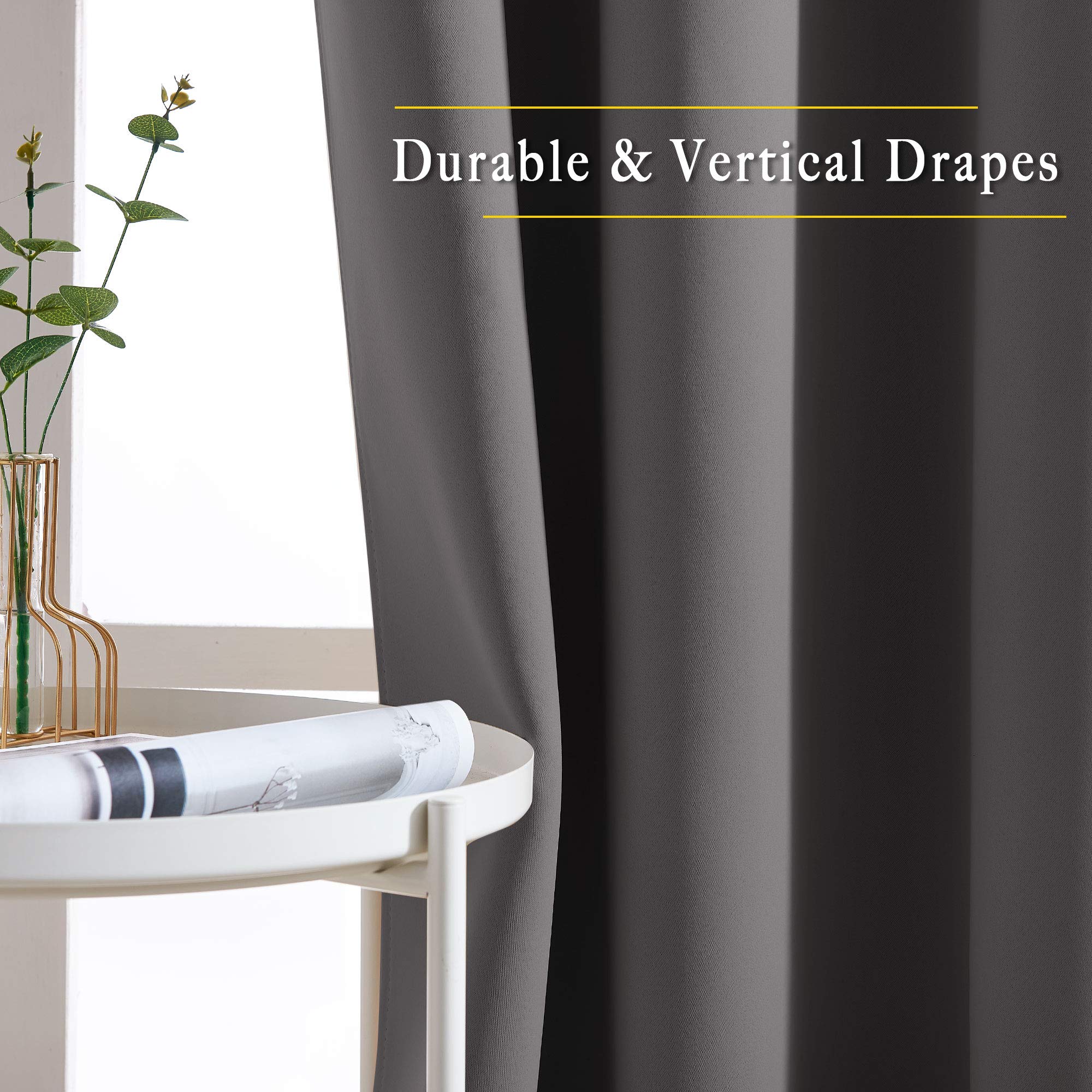 NICETOWN blackout curtains silver grommet closeup emphasizes durable hardware and smooth operation.
