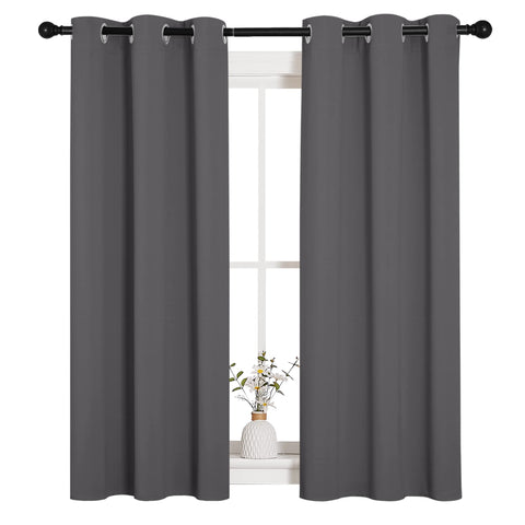 NICETOWN blackout curtains with silver grommet close-up for easy sliding and sleek look.