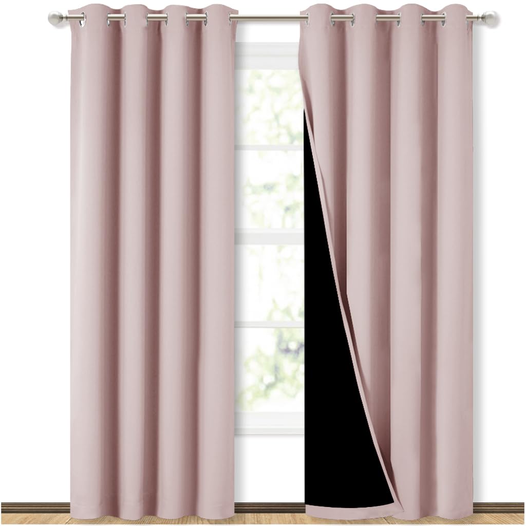 NICETOWN blush pink blackout curtains; 52-inch wide panel for dark, restful bedrooms