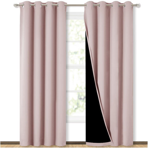 NICETOWN blush pink blackout curtains; 52-inch wide panel for dark, restful bedrooms