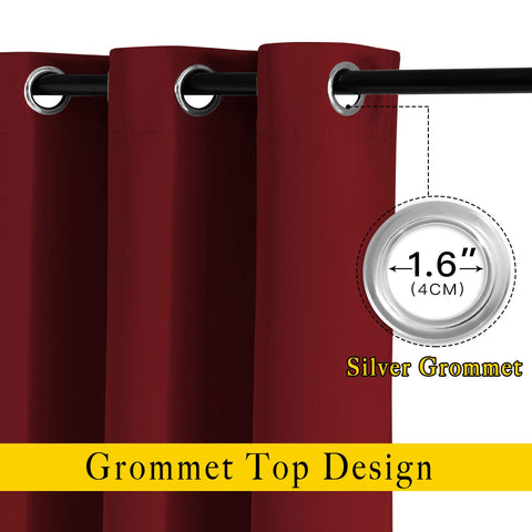 NICETOWN thermal insulated burgundy panels help regulate temperature and energy use.