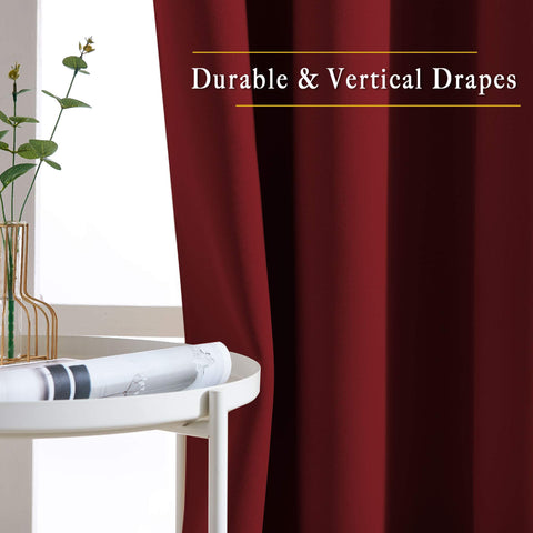 NICETOWN burgundy blackout curtains are soft and heavy with even color.