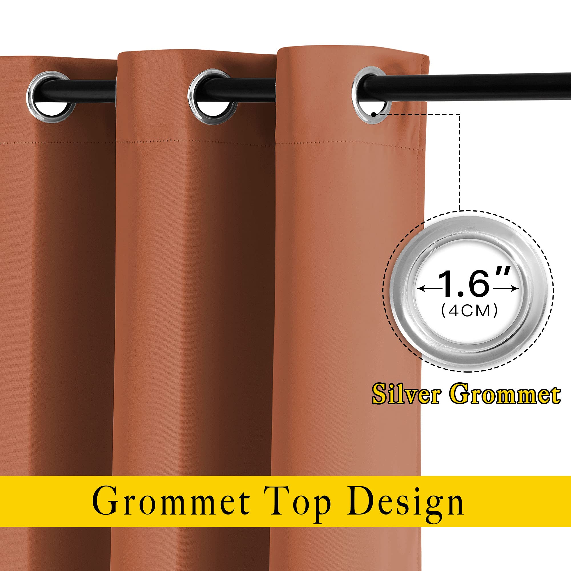 NICETOWN burnt orange thermal blackout curtains block glare while adding color