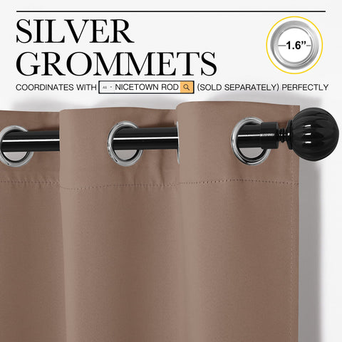 NICETOWN blackout curtain in cappuccino blocks more light and UV for privacy