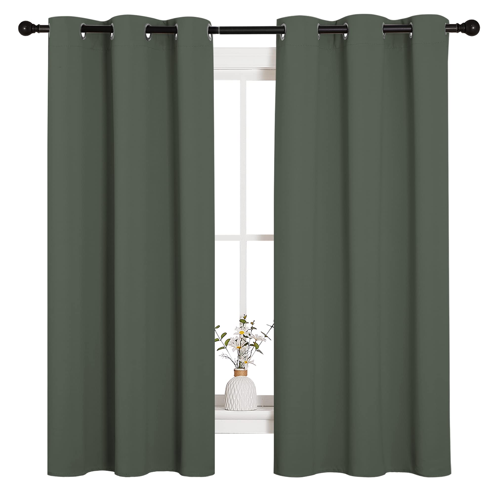 NICETOWN blackout curtain with grommets in Dark Mallard offers easy setup and a clean look.