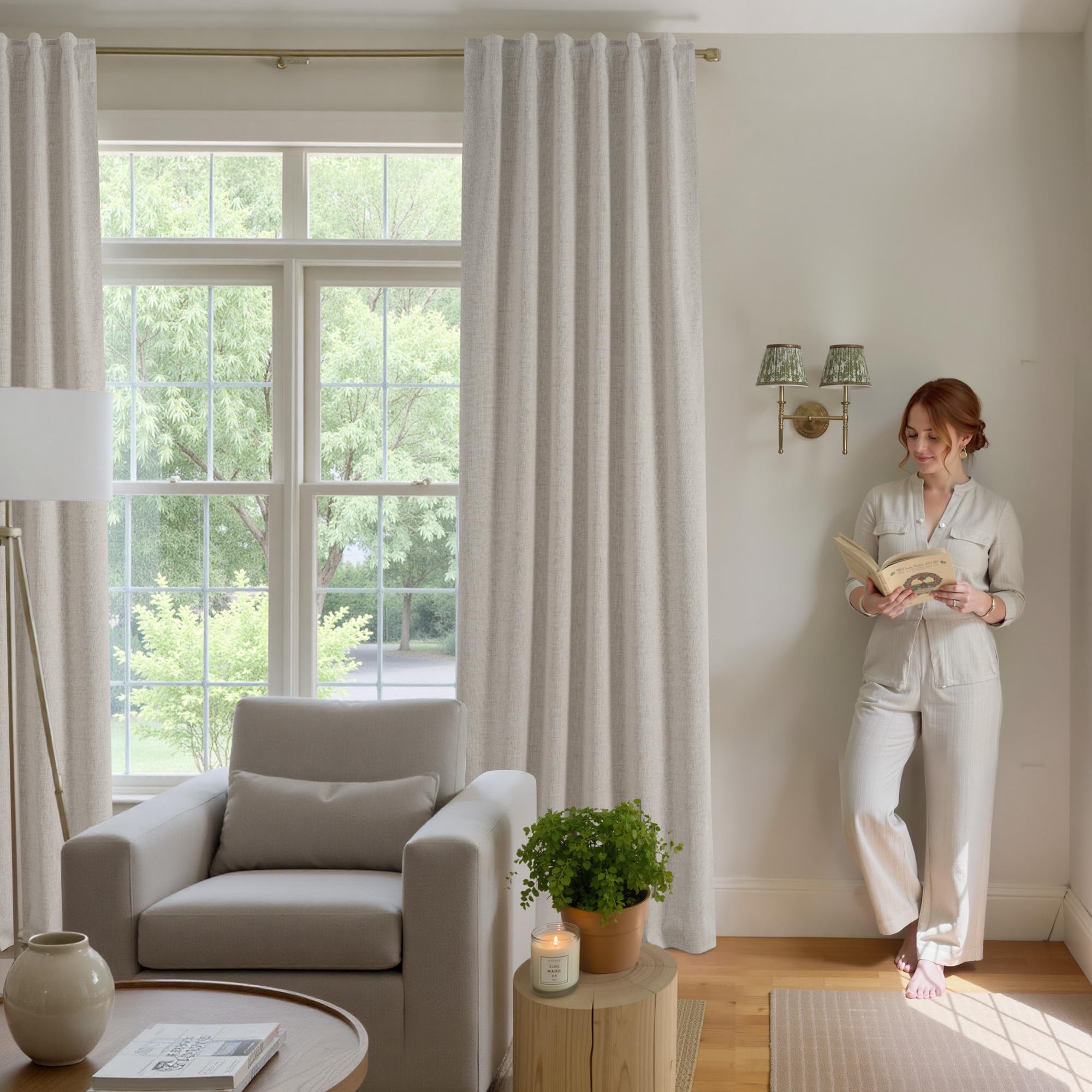 NICETOWN elegant neutral-tone curtain adds subtle texture to any décor.
