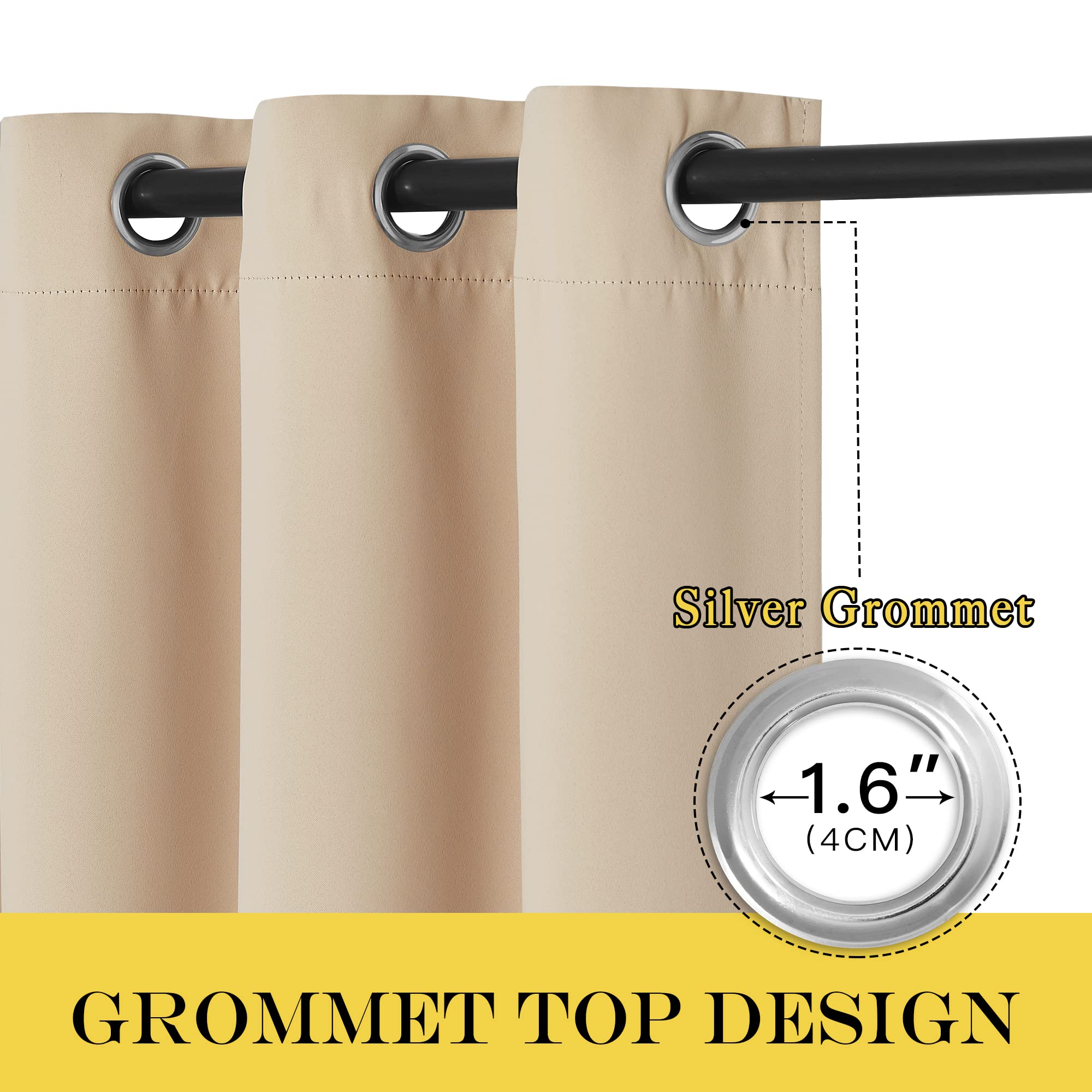 NICETOWN hanging grommets visible for easy installation on sliding doors.