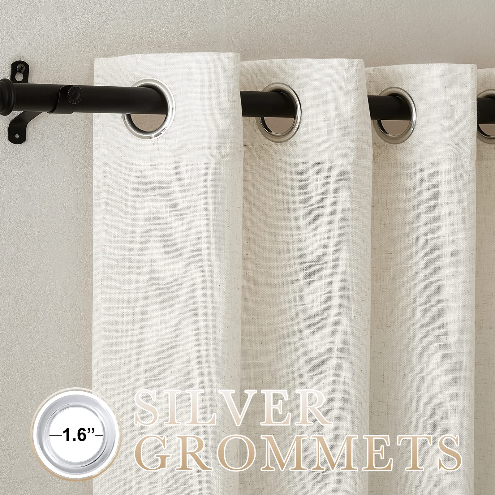 NICETOWN flax polyester linen fabric close-up; tactile texture adds casual elegance.