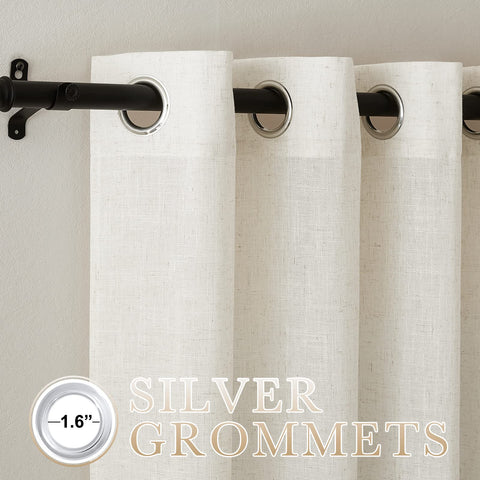 NICETOWN flax polyester linen fabric close-up; tactile texture adds casual elegance.