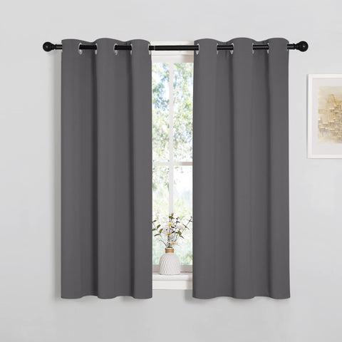 NICETOWN grey blackout curtain grommet-top close-up with durable metal rings