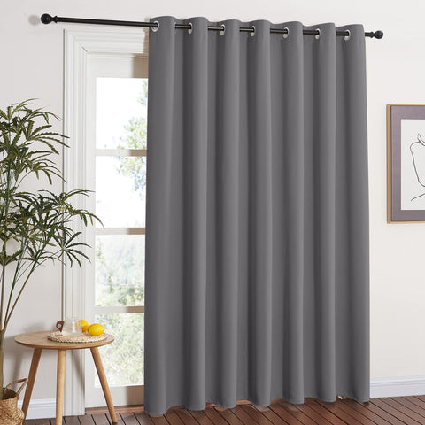 NICETOWN grey blackout fabric close-up showing softness and weave