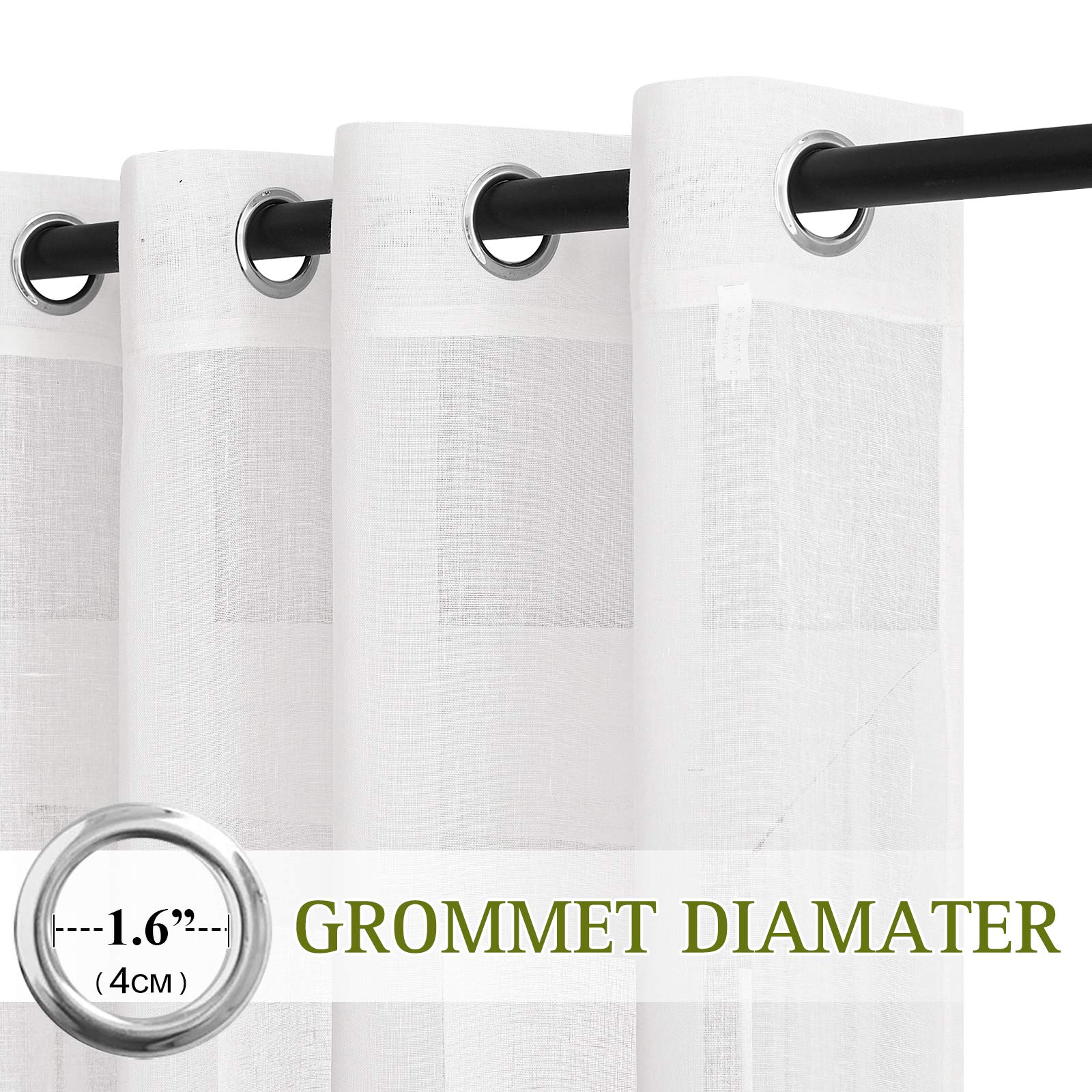 NICETOWN Linen sheer panel with grommets demonstrates easy-pairing with standard rods.