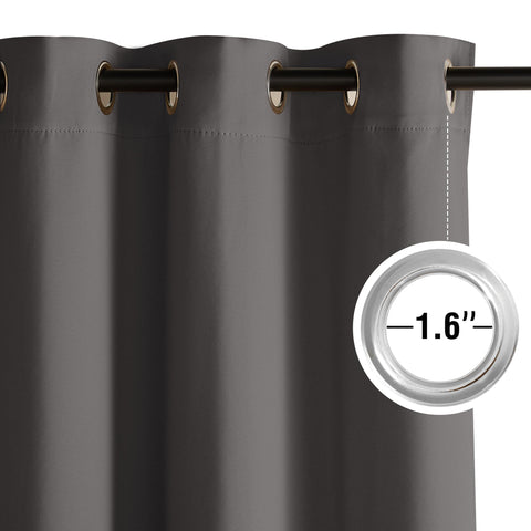 NICETOWN grommet-top silver hardware closeup for smooth sliding and modern look.