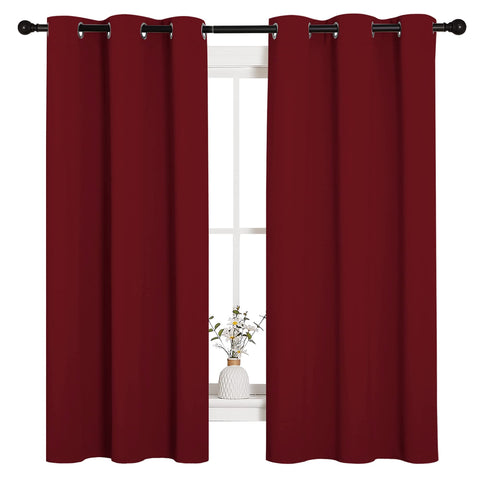NICETOWN burgundy 42x63 curtains for living room, enhances ambience while blocking light.
