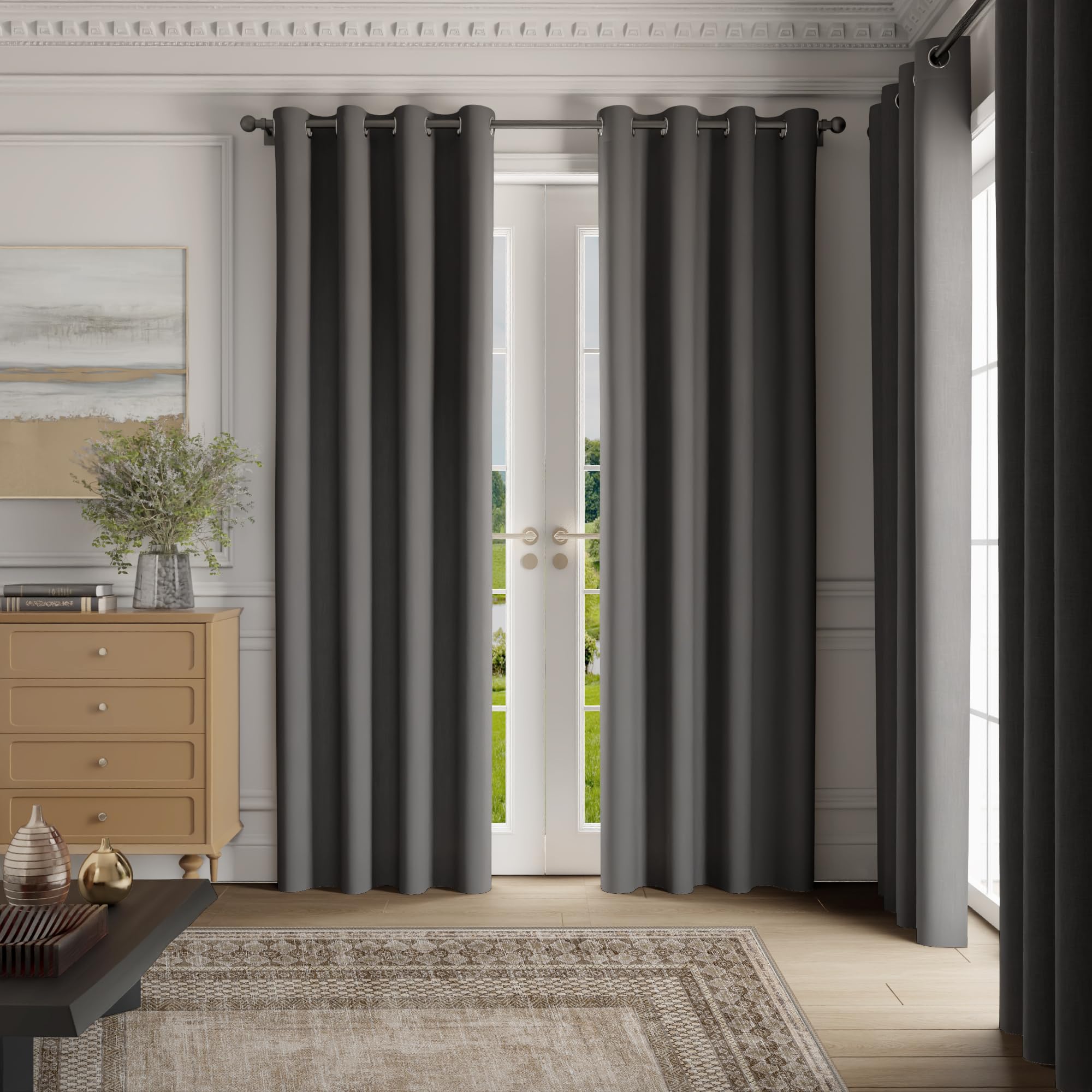 NICETOWN layered window with sheer curtains showing versatile decor options.