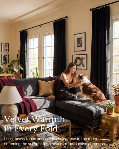 NICETOWN light-blocking velvet fabric reduces glare during daytime