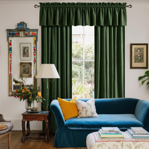 NICETOWN olive green dimming panels reduce glare and add privacy.