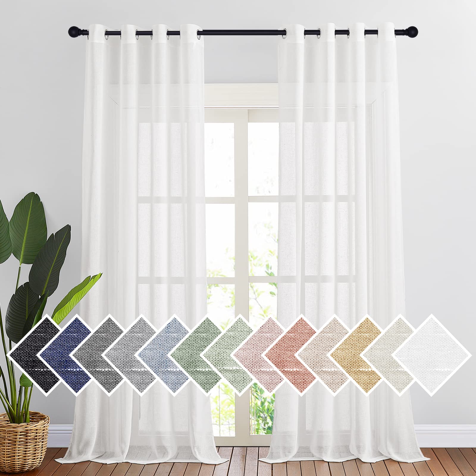NICETOWN linen sheer curtains pair provides airy light and privacy for living spaces