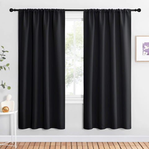 NICETOWN living room blackout shades, two-panel setup, 42x72, blocks light for clearer mornings.